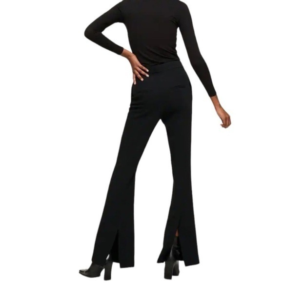 NWT! Mango MNG Back Slit Hems Flowy Trousers In Black Size US 8 - Picture 2 of 12